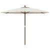Sand Colored Sun Umbrella with Wooden Pole 299 X 240 Cm