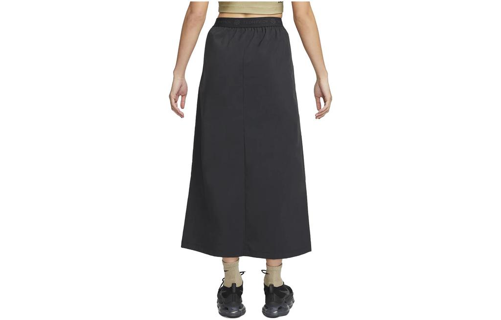 Nike SPORTSWEAR TECH PACK Casual Long Skirts Women's Black Moderate Long A Line Skirt DV8496-010