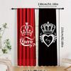 2pcs- Black and Red King and Queen Polyester Curtains, Pole Bag Curtains 42*84, Bedroom, Living Room, Home Room Decoration