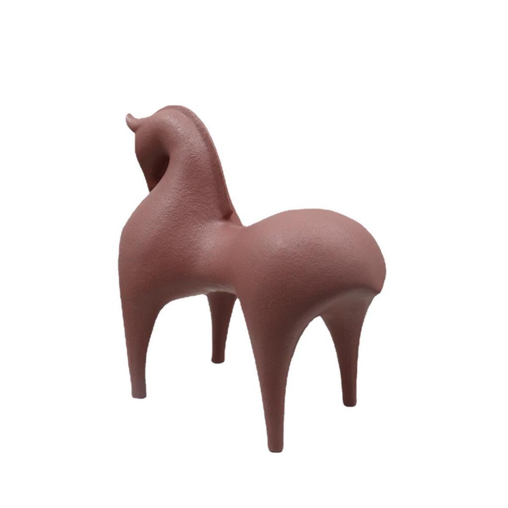 Modern Red & White Resin Tang Horse Ornament for Living Room or Office Decor