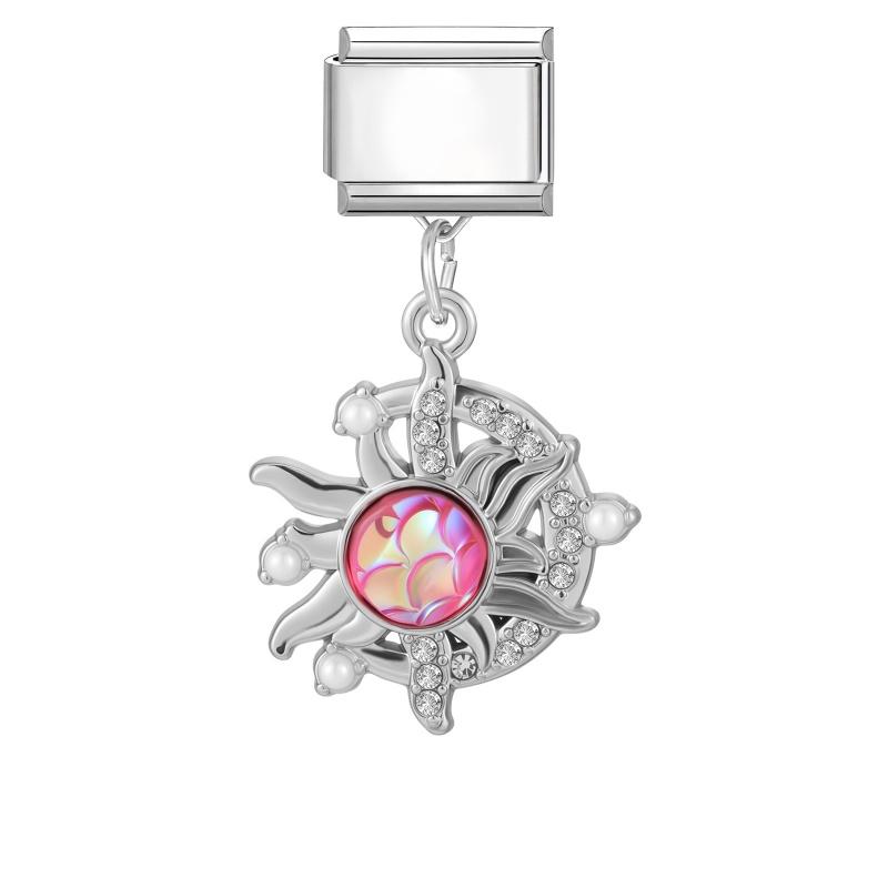 2026 New Creative DIY Dreamy Shiny Sunflower Cat Heart Bow Star Cherry Moon Pendent Charm Fit 9MM Stainless Steel Bracelet Gift