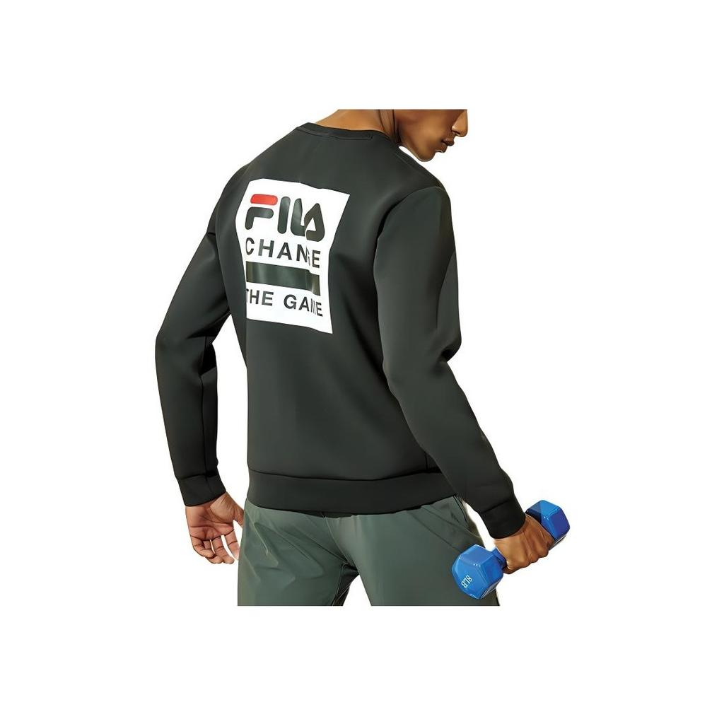 Fila Athletics Series Logo Crew Neck Sports Long Sleeve Sweatshirt Men Sweatshirt Black A11M011237GBK
