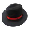 Fashion Outer Black Inner Red Wool Felt Jazz Fedora Hats With Thin Belt Buckle Men Women Wide Brim Panama Trilby Cap 56-58Cm