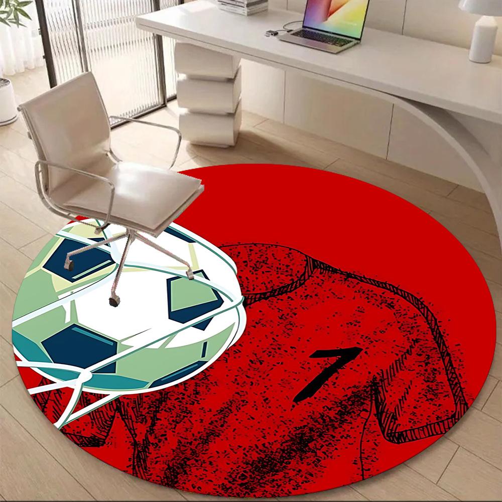 

1PC Soccer Ball Office Round Area Rug, Indoor Mat Suitable ForOffice, Under Office Chairs Bedroom Living Room Home Decor, Room Deco a011 80cm by 80cm