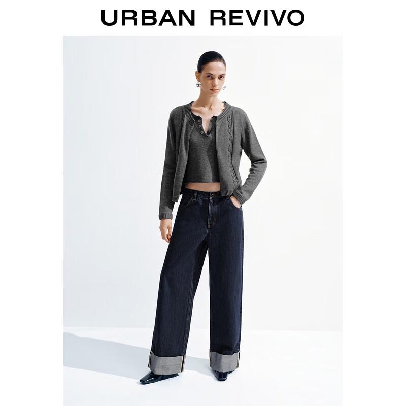 

UR Women s Retro Rolled-Hem Wide-Leg Cotton Jeans 28