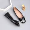 Women's Flat Shoes Shallow Mouth Square Head Single Shoes Women's New Summer Flat Bottomed Soft Leather Large Size Woman Shoes