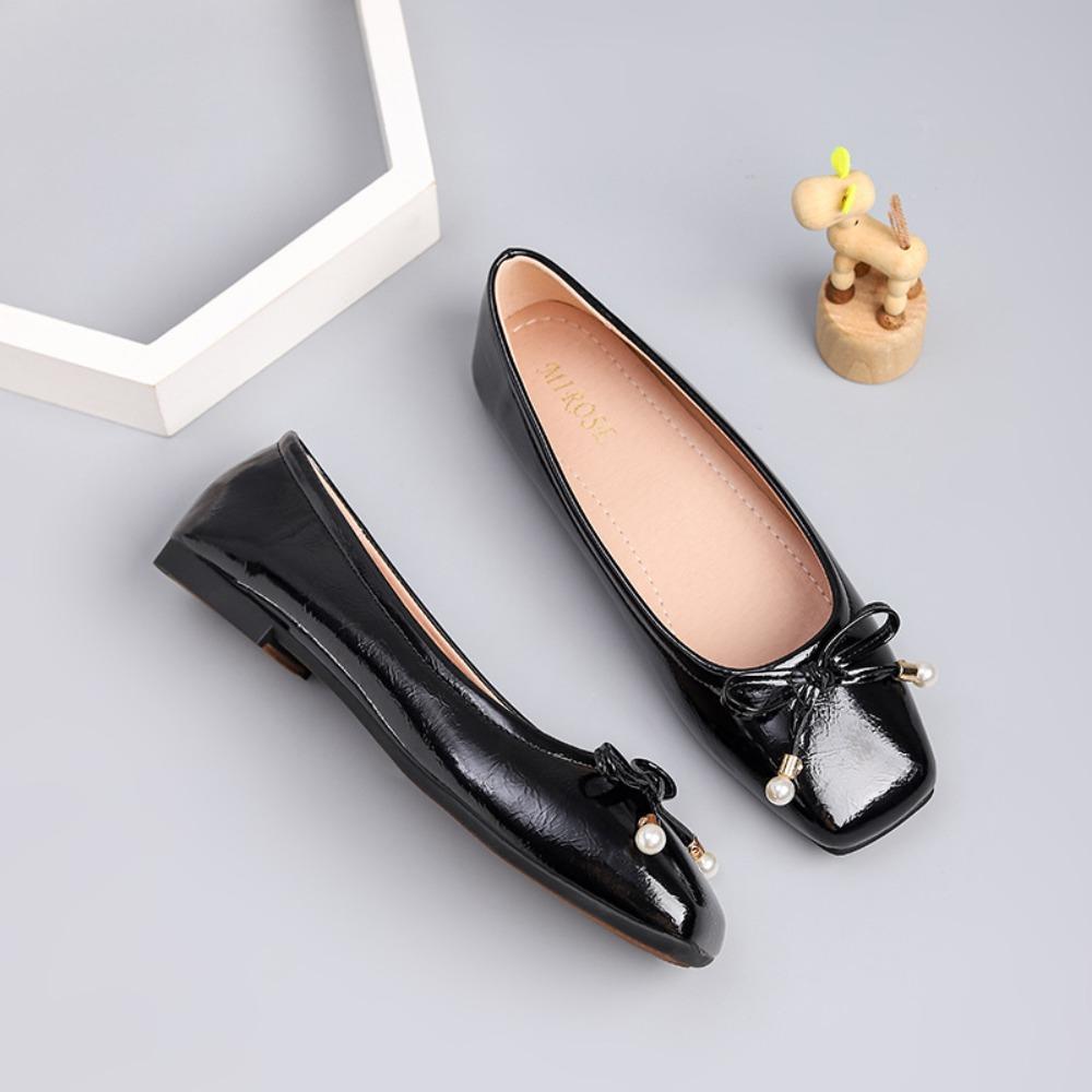 Women's Flat Shoes Shallow Mouth Square Head Single Shoes Women's New Summer Flat Bottomed Soft Leather Large Size Woman Shoes