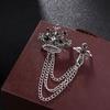 Cross Crown Tassel Brooch Chain Suit Lapel Pin Unique Men Brooch  Collar Decoration
