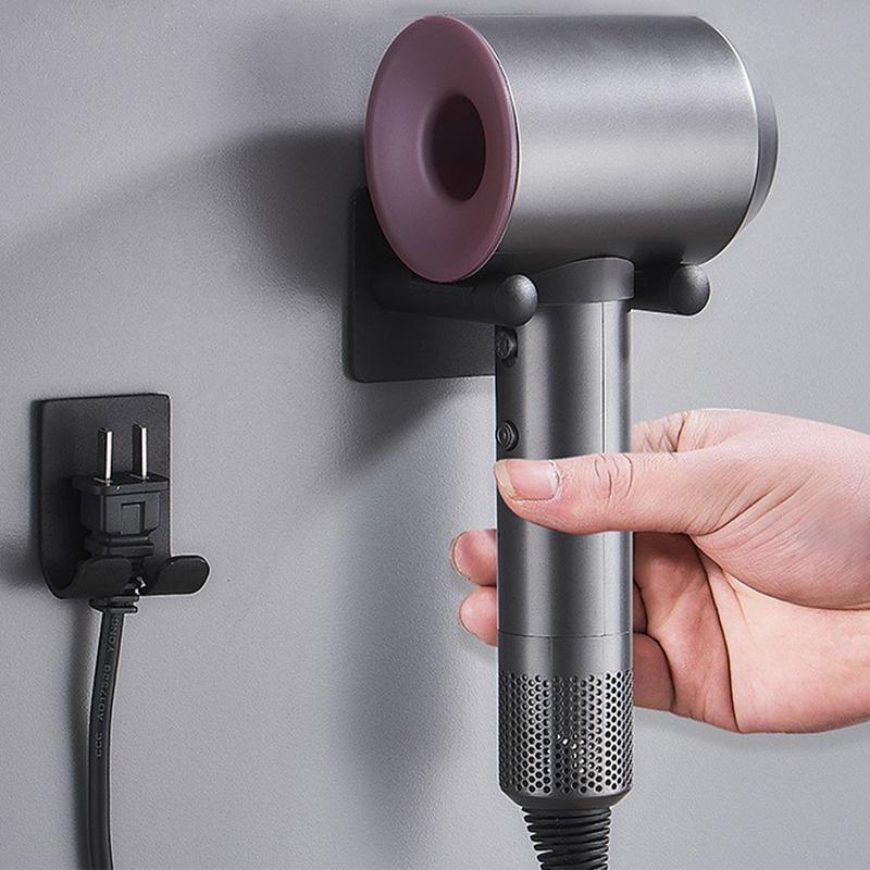 Space Aluminium Storage Bracket Hanger Organizer Silver Bathroom Wall Mount Universal Rustproof Free Punch Hair Dryer Holder