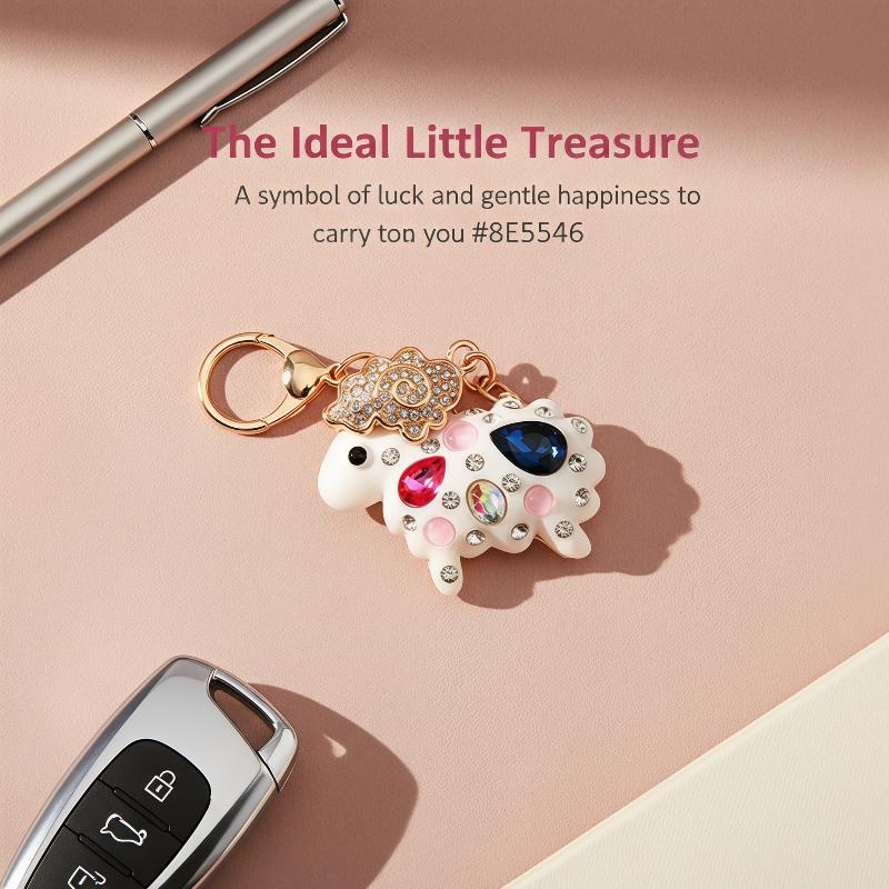 Cute Rhinestones Sheep Keychain Keyring High End Metal Zinc Alloy Women Children Bag Key Charm Accessories Pendant Gift