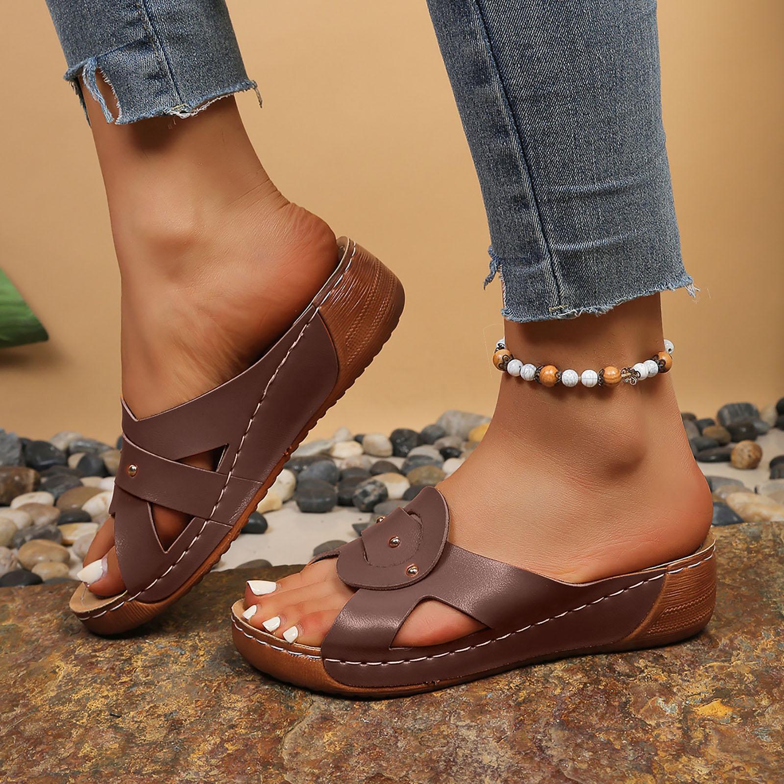 

Women S Slippers Casual Stylish And Elegant Style Wedge Sandals With Classic Design For And Cushioning Woman Clear Sandal 2026 36 кавовий