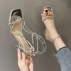 One-word Buckle Rhinestone Women's Fashion Sandals Open-toe Tide 2025 Summer New Versatile Fairy Style High Heels Stiletto