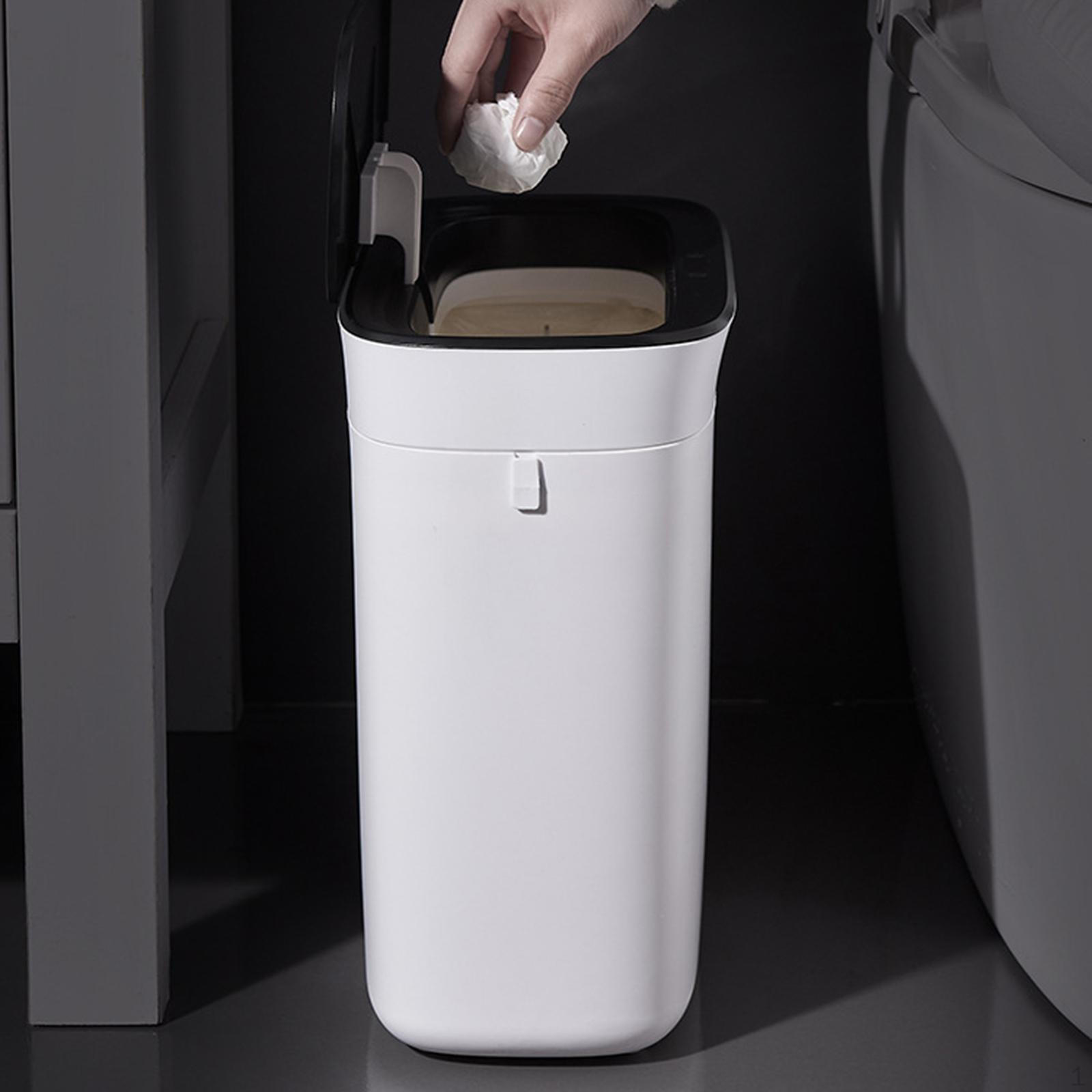 Automatic Garbage Can Bathroom Trash Cans with Lids 16L Large Capacity USB Powered Smart White Black
