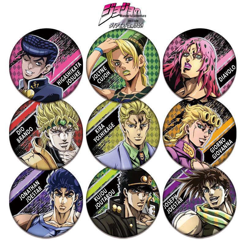 JOJO's Bizarre Adventure Double Flash Badge: HD Print, 75mm/58mm Diameter, Anime Button Pin