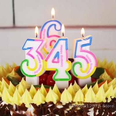 2pcs Number Cake Decorating Candle Glitter Birthday Candles Digital Candle Cake Topper Birthday Party Wedding Cake Decor