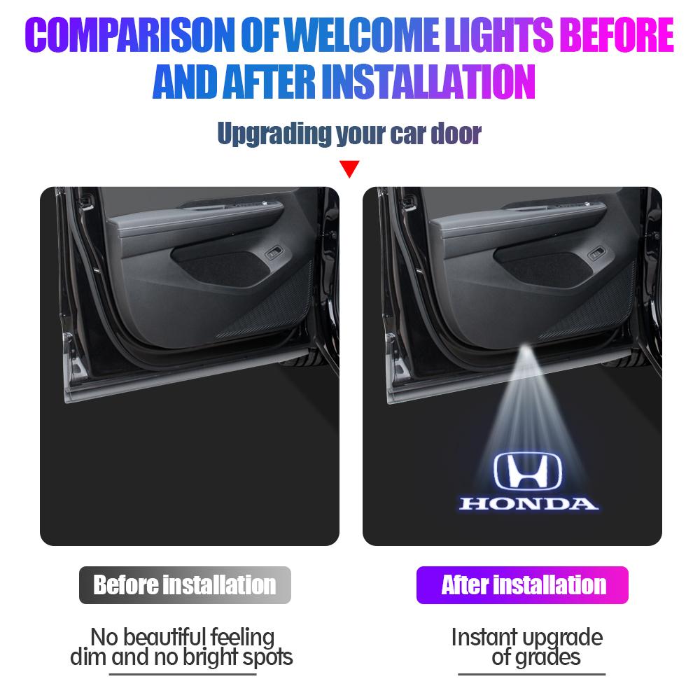 For Honda Acc02pcs/set For Honda Accord Odyssey Elysion CR-Z Spirior Auto Accessories Car Door Welcome Light Led HD Projector Lamp