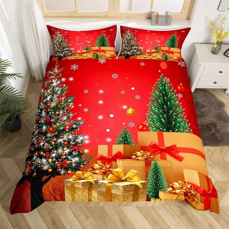 Christmas Tree Santa Claus Duvet Cover Twin King Queen Kids Christmas Bedding Set Polyester Botanical Racing Car Comforter Cover