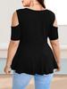 V-Neck Off-Shoulder Strap Short-Sleeve Plain Women's T-Shirt Top
