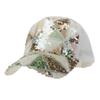 Fashion Ladies Mixed‑Color Sequin Trucker Cap, Geometric Lattice Mesh Back Peaked Hat, Adjustable Sun Protection Baseball Hat for Vacation Club