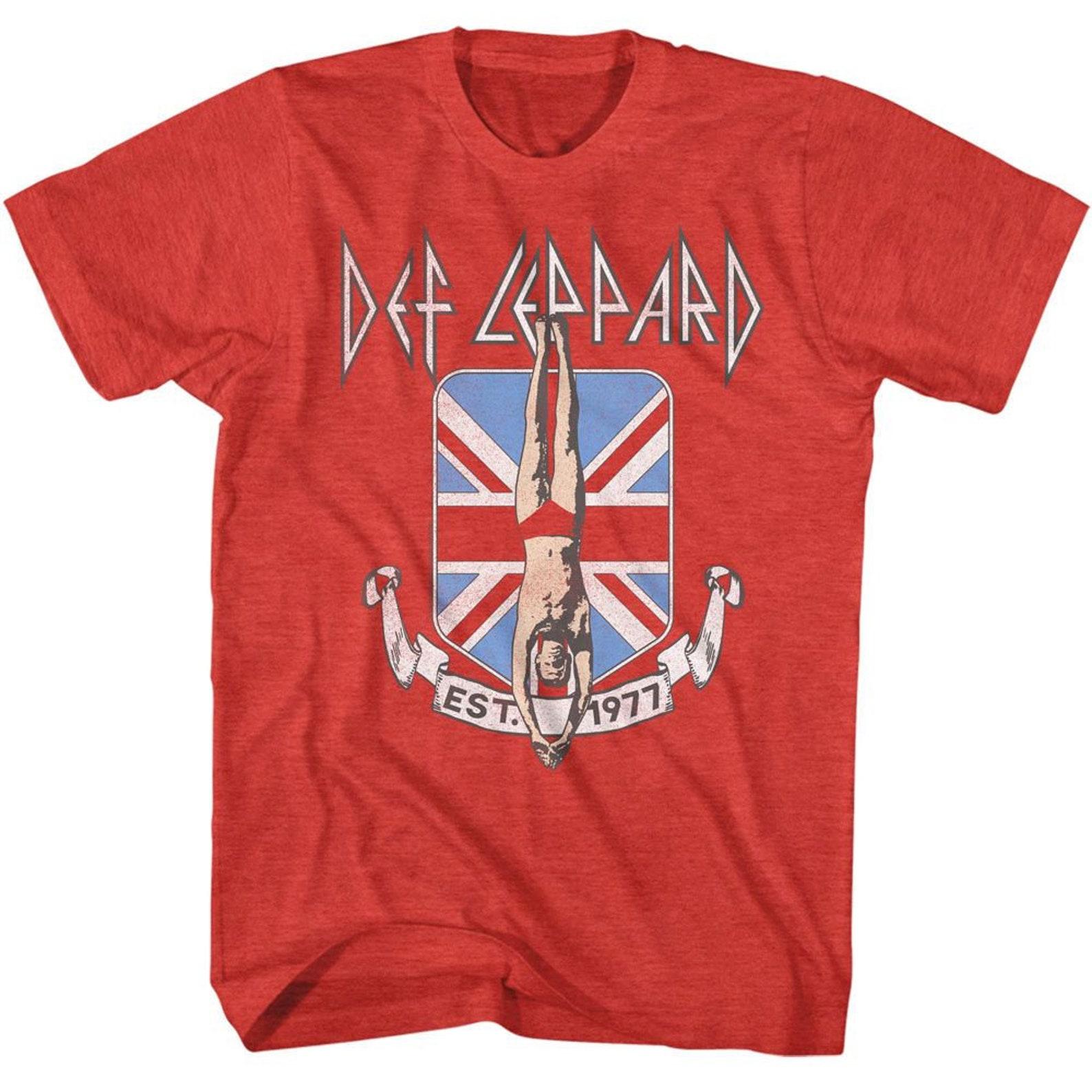 Def Leppard Diver Union Jack Red Heather T-Shirt 3XL