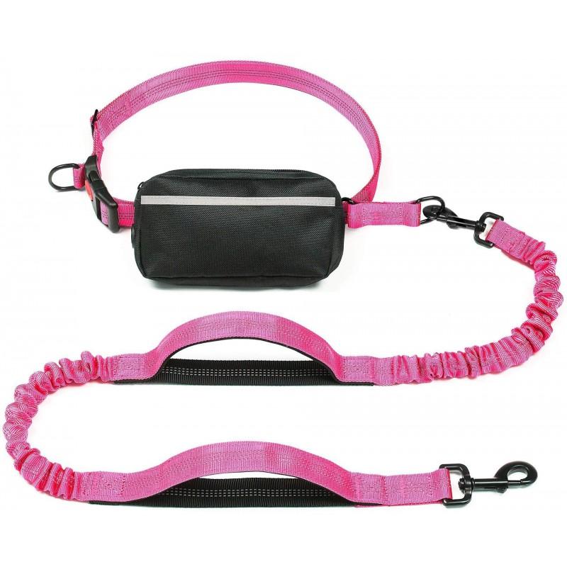 Adjustable Retractable Dog Leash With Waist Belt Pack Walking Running Training Reflective Nylon