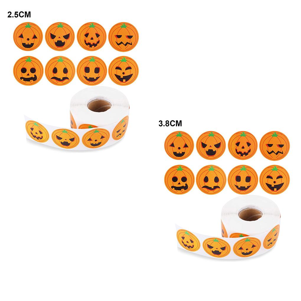 500 Pieces/roll Bag Stickers Halloween Festival Packaging Labels Pumpkin Self-adhesive Decoration Tags