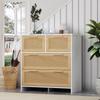High-quality 4-drawer rattan cabinet with solid wood handles - Suitable for bedroom, living room, dining room, hallway - Dimensions: W80/H80/D38 cm