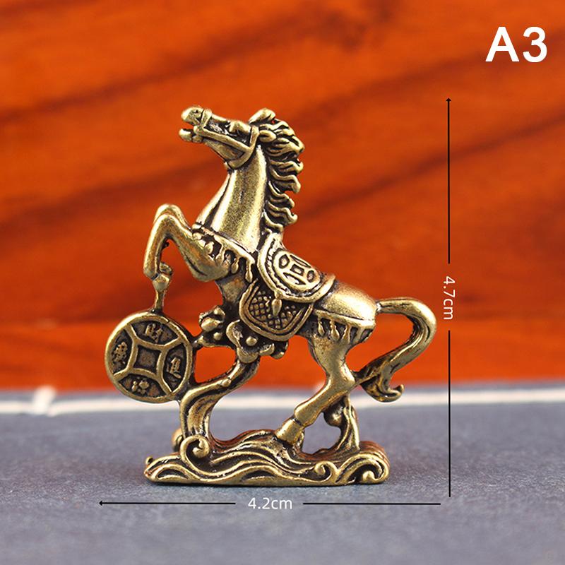 Creative Metal Craft Home Decorations Vintage Brass Horse Statue Desktop Ornament Decoration Zodiac Horse Statue Stereoscopic