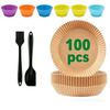 Air Fryer Paper Disposable Non-Stick Liners With Baking Tools: Cake Cups, Brush, Tongs & Gloves For Oven Airfryer Microwave