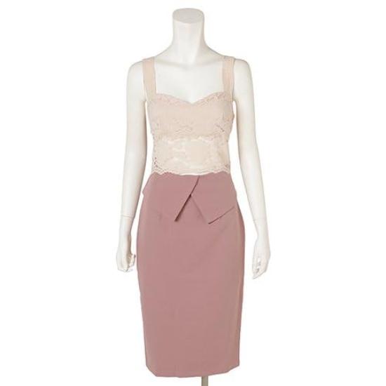 GRAXIA Cabaret Midi Floral Ivory X Size Perfect for Hostess and Lounges Dress, Dress, High-Waisted, Waist-Cut, Sleeveless, Lace, Knee-Length, Women's,