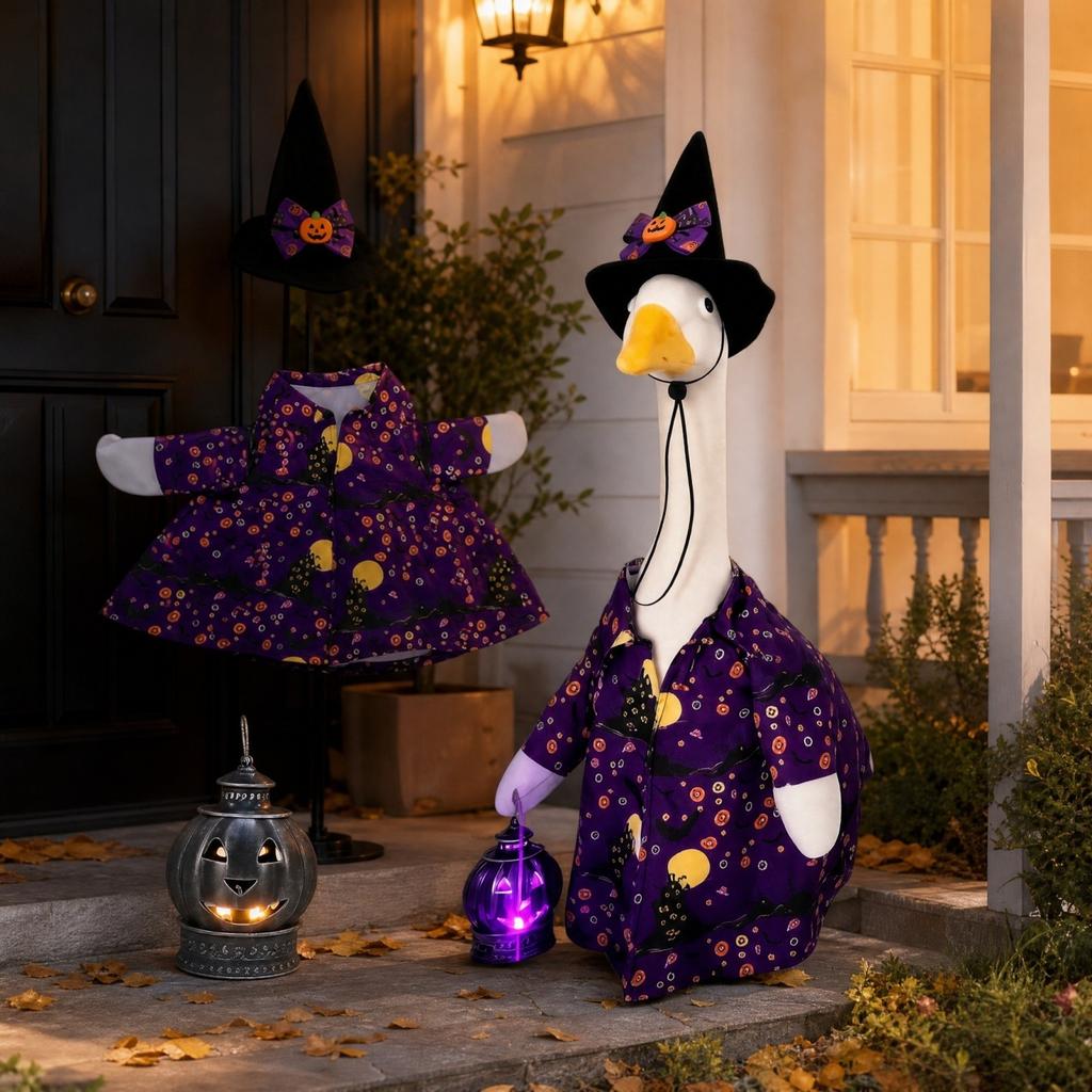 Porch Halloween Witch Costume Set - 23 Inch Decorative Outfit for Outdoor Yard Holiday Decor