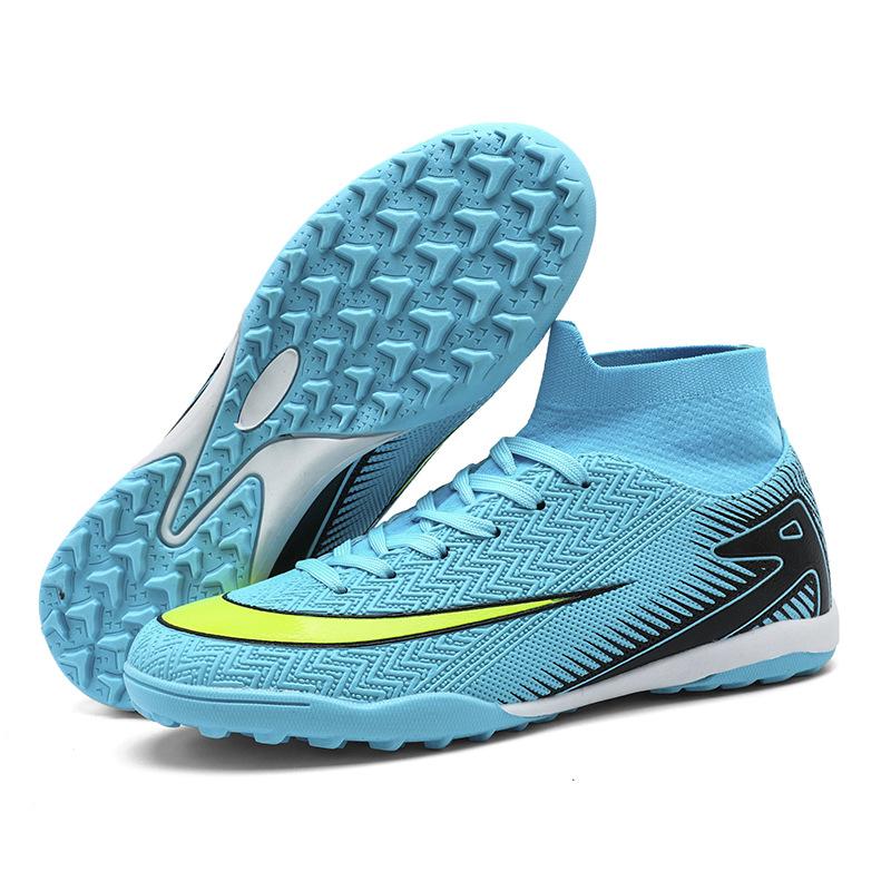 New high-top football shoes, youth and students artificial grass sports training shoes, men's and women's long broken nail sneakers