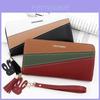 Minimalist Long Wallet For Women With Pu Material And Color Blocking Design For Daily Use