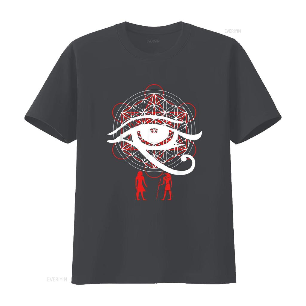 Womens Eye Of Horus Sacred Geometry T Shirt Flower Life Black Medium vintage Washed Stretched Casual Unisex fashion Stylish