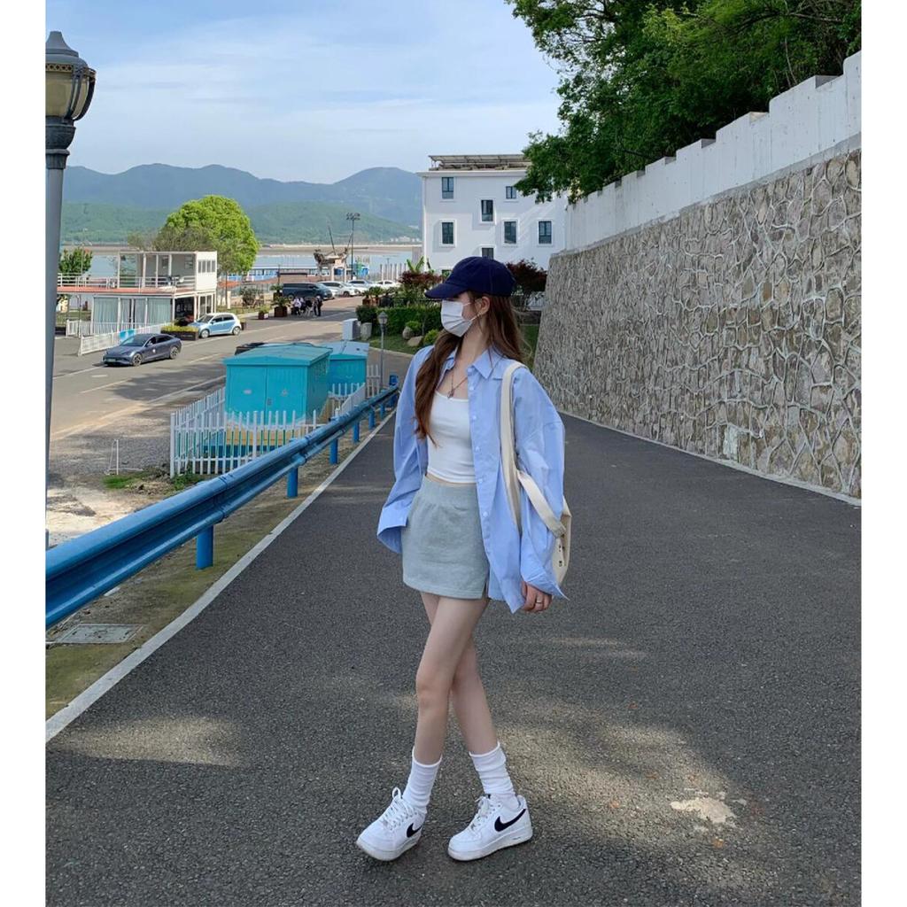 Women's Cotton White Long Sleeve Shirt, 2025 Spring Autumn Korean Loose Oversized Casual Sun Protection Button Down Blouse Outerwear