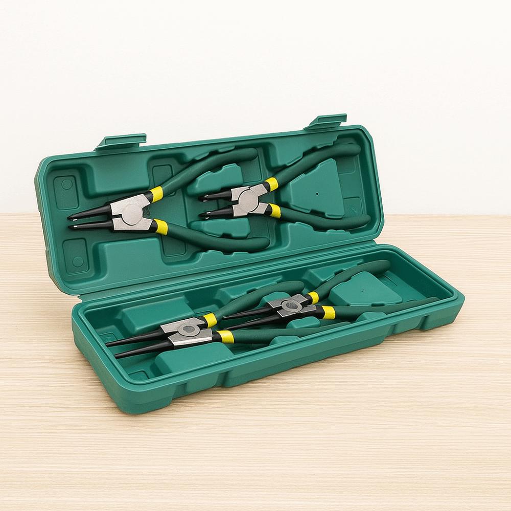 4pcs/set Sturdy Circlip Plier Set Carbon Steel Straight Bent Pliers  Home Maintain