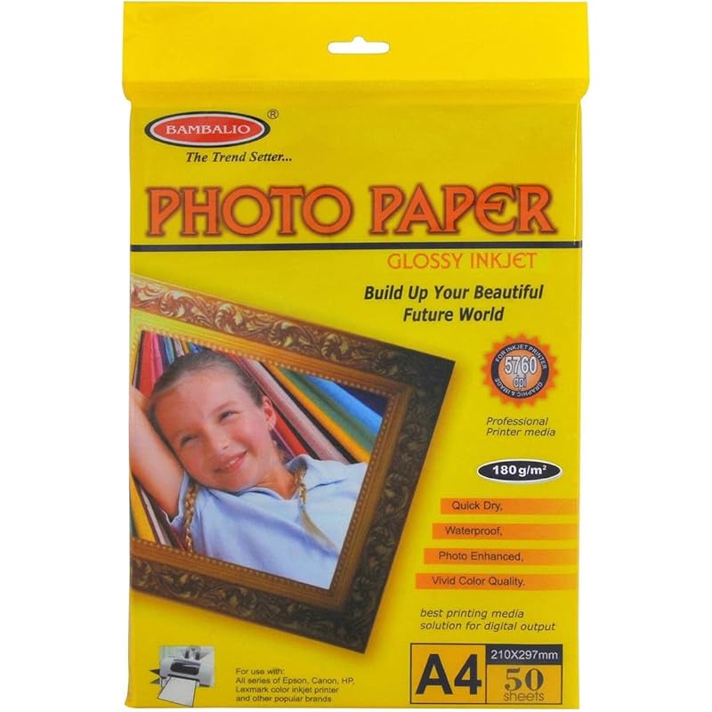 Bambalio BPG 180-50 (Classic) Glossy Photo Paper, 180 gsm, 50 Sheets A4 Size