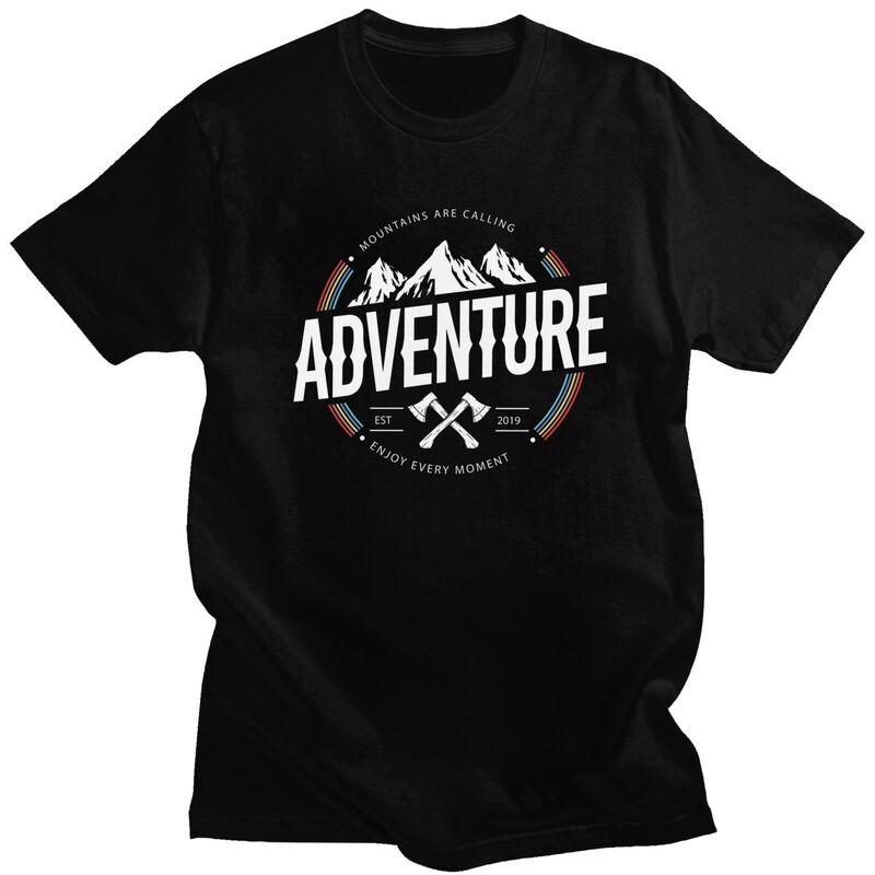 Custom Mountain Camping Adventure Camper Tshirts for Men Short Sleeve T Shirt Fashion Tshirt 100 Cotton Tees Gift