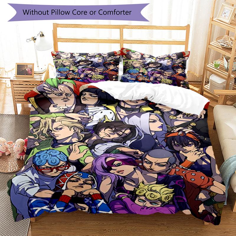 3pcs JoJo's Bizarre Adventure1 pattern bedding set duvet cover set includes duvet cover &pillowcases, perfect all season bedroom decoration & gift