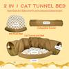 Bunny Tunnel Bed, 2-in-1 Collapsible Tunnel Toy for Rabbits, Cats, Ferrets, Guinea Pigs with Removable Mat