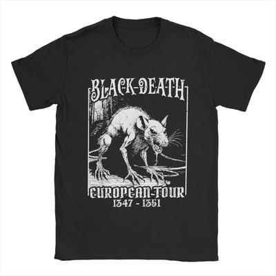 Black Death Europa Tour T-Shirt für Herren Reine Baumwolle Tolle T-Shirts Rundhals-T-Shirts Kurzarm-Oberteile Druck
