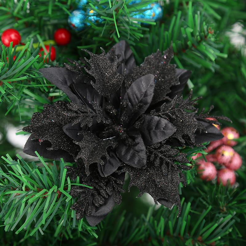 Große DIY Glitzernde Künstliche Weihnachtsblumen Kunstblumen Weihnachtsbaumschmuck Heim Neujahrsdeko
