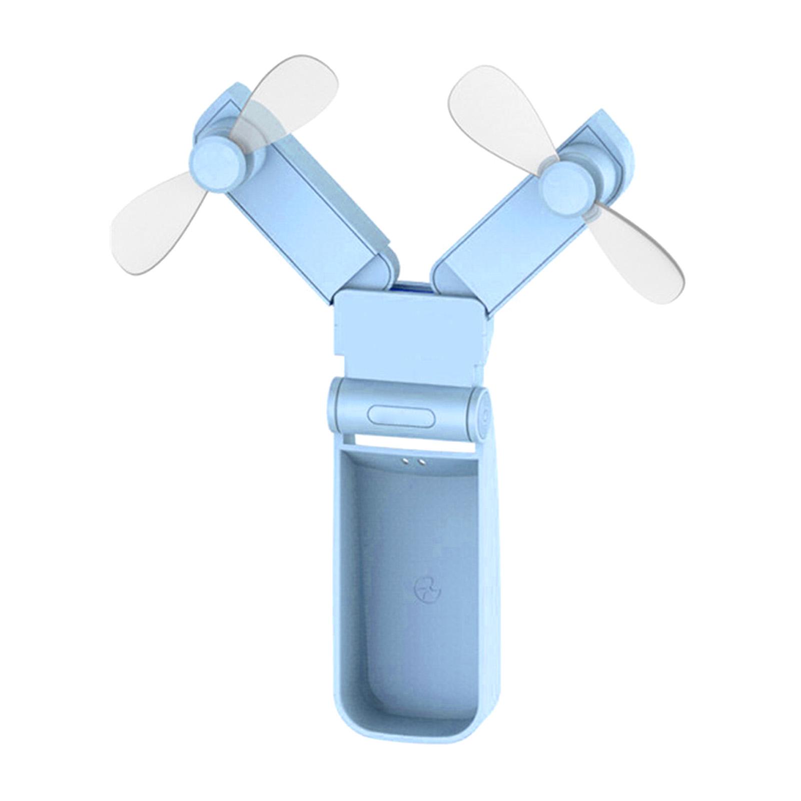 

Складной электрический вентилятор с двумя головками, портативный мини-вентилятор USB для использования на открытом воздухе, в офисе, в поездках синий