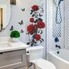 Kreative Retro Rote Rose Schmetterling Badezimmer Dekoration und Verschönerungsaufkleber