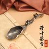Brass Distressed Seedpod Lotus Leaf Tea Shovel Ornaments Kombucha Spoon Antique Collectible Artsy Object Old Bronze Factor
