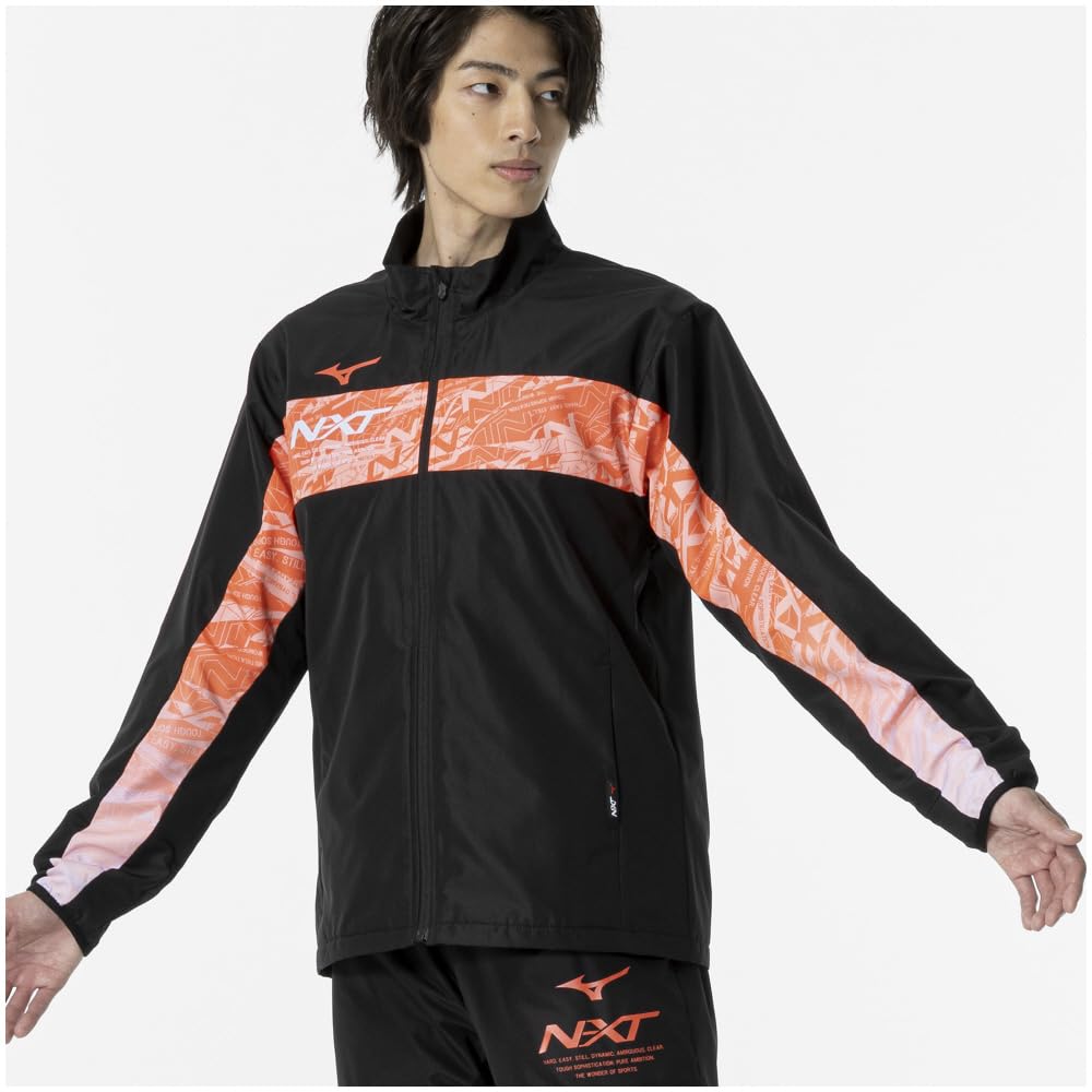 Mizuno Breath Thermo Warmer Training Size 2XL N-XT Jacket, Moisture-Wicking, Heat-Generating, Water-Repellent, Wear, 32JEA740, Black,
