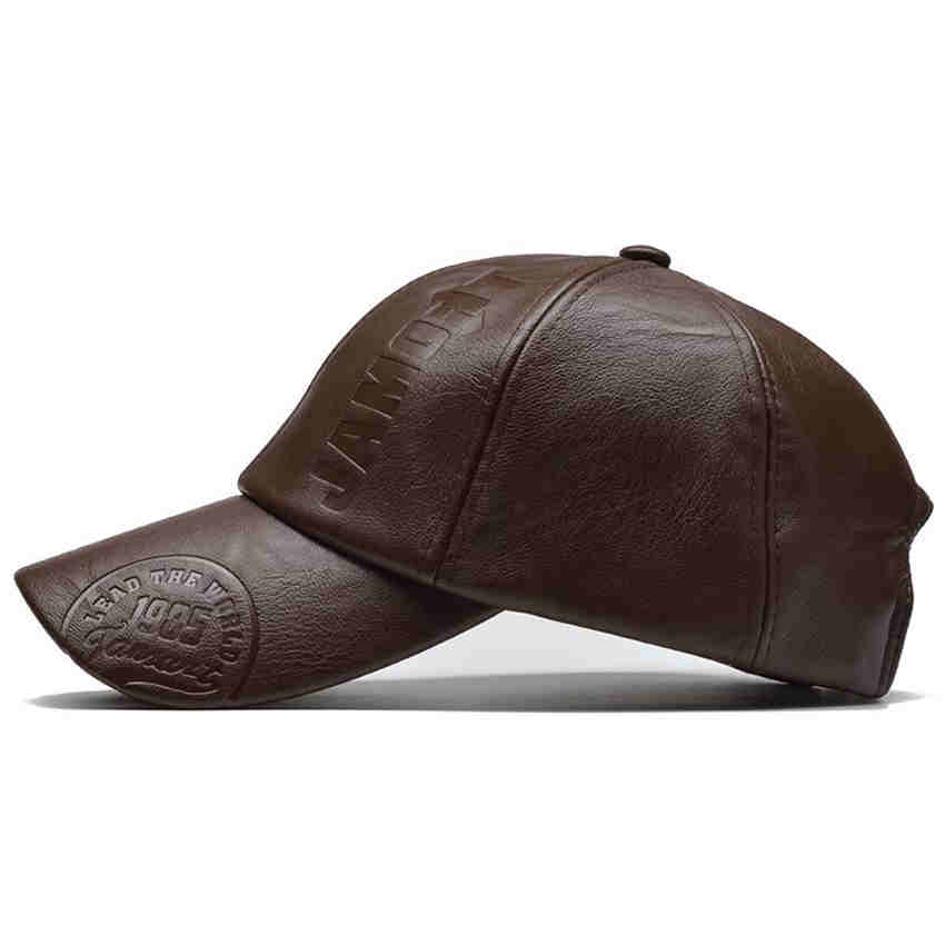 Winter Males Cap PU Leather Baseball Cap Men Snapback Hat Trucker Cap Dad Hat