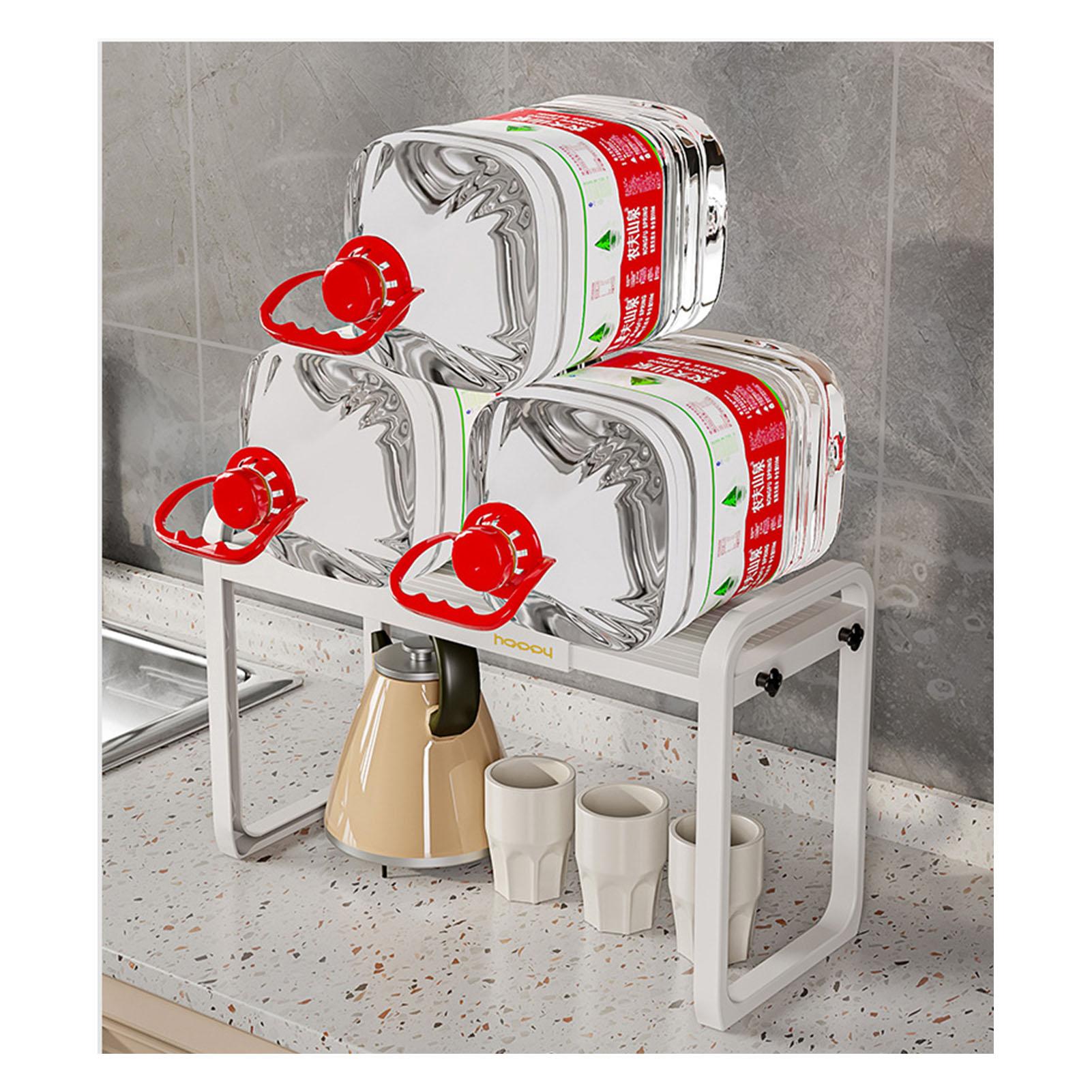 

Tabletop Kitchen Storage Rack White Plastic Double Layers Telescopic Kitchen Shelf Organizer for Home Stove Basin 8512 1