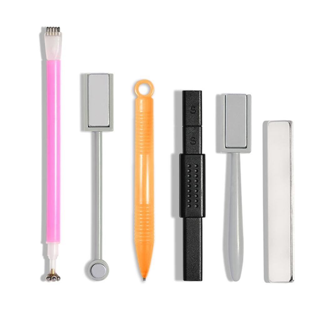 6Pcs Nail Magnetism Tool Set with Double Headed Flower Design Nail Pens Strong Magnet Stick Cats Eye Effect Gel Tools