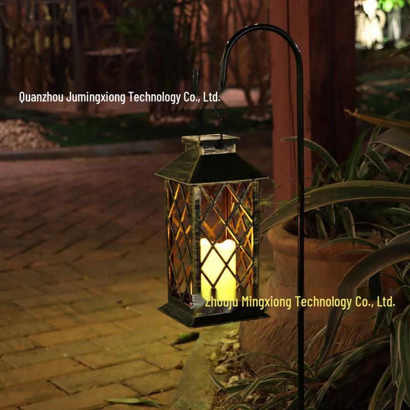 LED Solar Candle Glass Lantern for Outdoor Garden or Courtyard in European Style